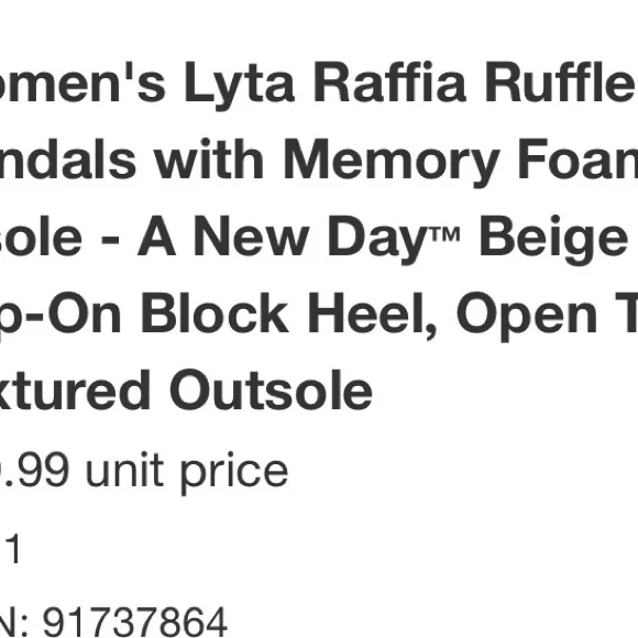 A New Day Lyta Sandals Beige Tan Raffia Sandal Slide Never Worn Size 10 - Picture 11 of 12